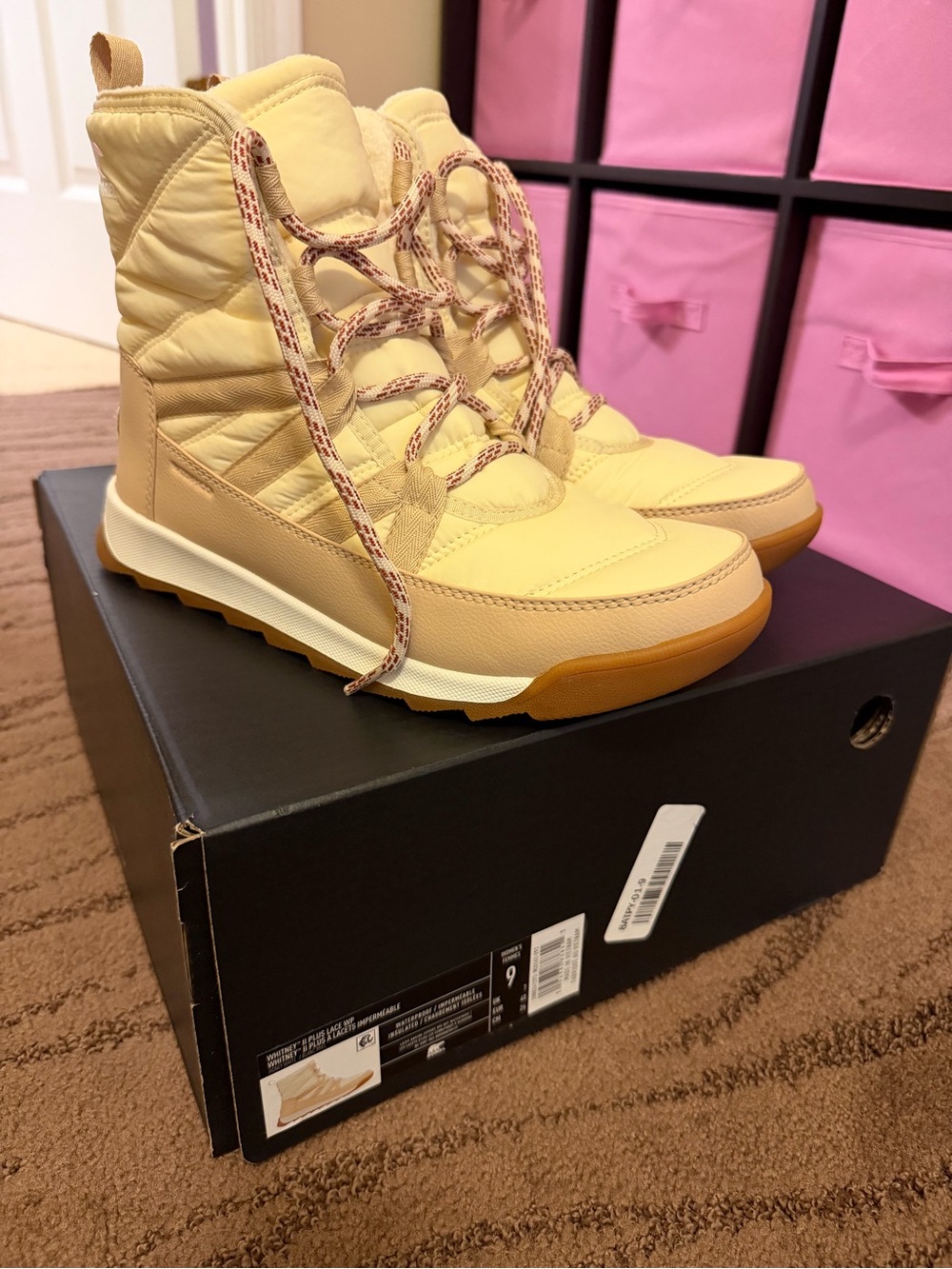 Sorel Whitney ll Plus Lace Boots in the color Honey White- Waterproof, Insulated